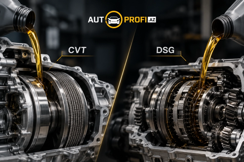Variator (CVT) və Robotlaşdırılmış (DSG/EDC) Sürətlər Qutularının Yağ Fərqləri: Səhv Yağ Tökülərsə Nə Baş Verər?